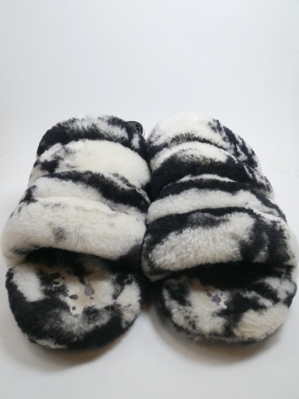 Ugg Fluff Yeah Slide Marble Sandal Slippers Black White Women's Size 8 Strappy - Picture 3 of 8